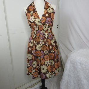 Romwe Sundress Retro Daisy Halter Dress 60's Sixties Size Small